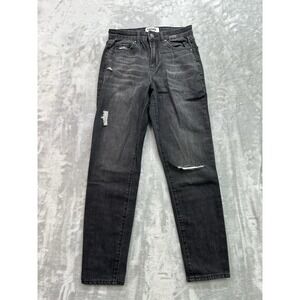 RSQ Jeans Womens Sz 25 Black Vintage Mom Whiskered Skate Grunge Surf Distressed